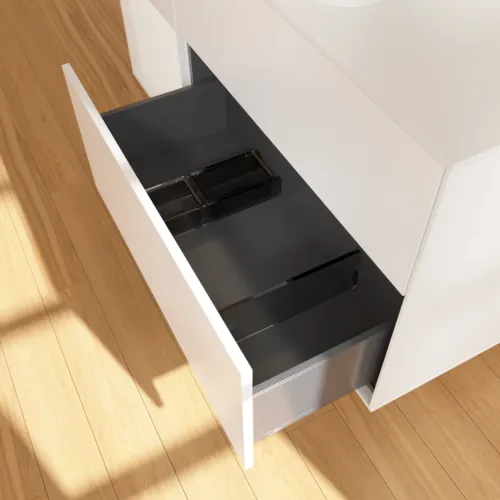 Bild von VILLEROY BOCH Finion Waschbeckenunterschrank, mit Beleuchtung, 3 Auszüge, 1200 x 603 x 501 mm, White Matt Lacquer / Glossy White Lacquer / Glass White Matt #G701GFMT