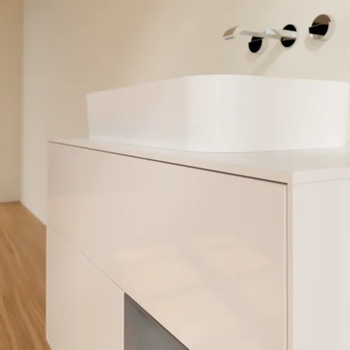 VILLEROY BOCH Finion Waschbeckenunterschrank, mit Beleuchtung, 2 Auszüge, 1000 x 603 x 501 mm, Glossy White Lacquer / Anthracite Matt Lacquer / Glass White Matt #G661GKGF, Bild 6
