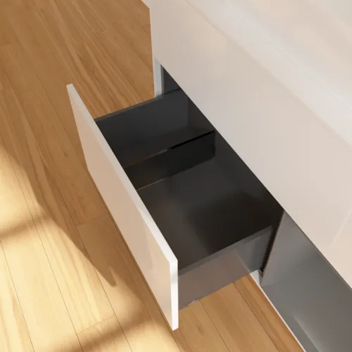 VILLEROY BOCH Finion Waschbeckenunterschrank, mit Beleuchtung, 2 Auszüge, 1000 x 603 x 501 mm, Glossy White Lacquer / Anthracite Matt Lacquer / Glass White Matt #G661GKGF, Bild 7