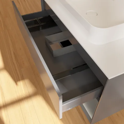 VILLEROY BOCH Finion Waschbeckenunterschrank, mit Beleuchtung, 2 Auszüge, 1000 x 603 x 501 mm, Anthracite Matt Lacquer / Anthracite Matt Lacquer / Glass White Matt #G661GKGK, Bild 8