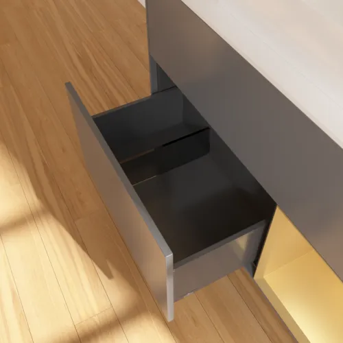 Bild von VILLEROY BOCH Finion Waschbeckenunterschrank, mit Beleuchtung, 2 Auszüge, 1000 x 603 x 501 mm, Anthracite Matt Lacquer / Gold Matt Lacquer / Glass White Matt #G661HFGK