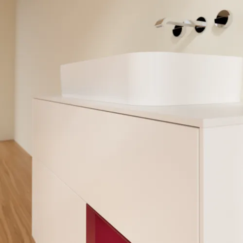 Bild von VILLEROY BOCH Finion Waschbeckenunterschrank, mit Beleuchtung, 2 Auszüge, 1000 x 603 x 501 mm, White Matt Lacquer / Peony Matt Lacquer / Glass White Matt #G661HBMT