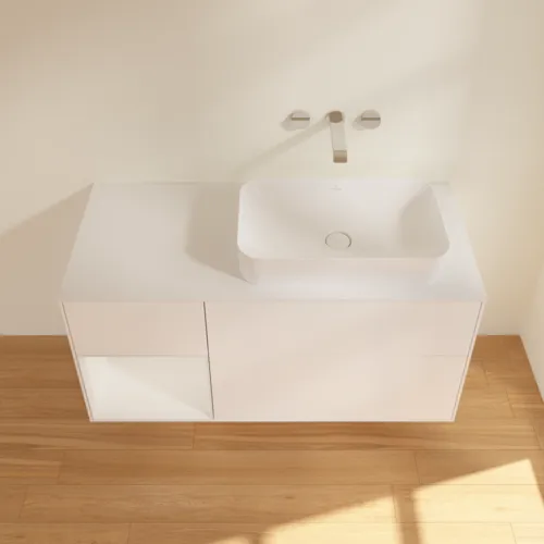 Bild von VILLEROY BOCH Finion Waschbeckenunterschrank, mit Beleuchtung, 3 Auszüge, 1200 x 603 x 501 mm, White Matt Lacquer / Glossy White Lacquer / Glass White Matt #G681GFMT