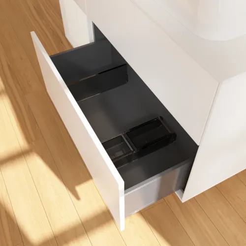 Bild von VILLEROY BOCH Finion Waschbeckenunterschrank, mit Beleuchtung, 3 Auszüge, 1200 x 603 x 501 mm, White Matt Lacquer / Glossy White Lacquer / Glass White Matt #G681GFMT