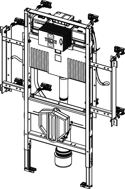 Obrázek TECE TECEprofil WC geronto modul se splachovací nádržkou Uni, keramický nástavec pro výšku sedátka 48 cm podle DIN 18040-1, montážní výška 1120 mm. #9300309