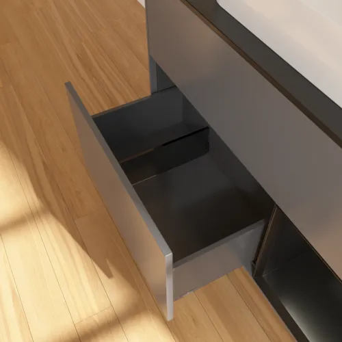 VILLEROY BOCH Finion Waschbeckenunterschrank, mit Beleuchtung, 2 Auszüge, 1000 x 603 x 501 mm, Anthracite Matt Lacquer / Black Matt Lacquer / Glass Black Matt #G662PDGK, Bild 7