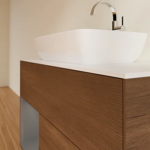 Bild von VILLEROY BOCH Finion Waschbeckenunterschrank, mit Beleuchtung, 2 Auszüge, 1000 x 603 x 501 mm, Walnut Veneer / Anthracite Matt Lacquer / Glass White Matt #G771GKGN