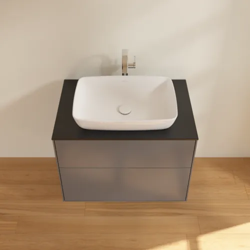 Bild von VILLEROY BOCH Finion Waschbeckenunterschrank, mit Beleuchtung, 2 Auszüge, 800 x 603 x 501 mm, Anthracite Matt Lacquer / Glass Black Matt #G75200GK