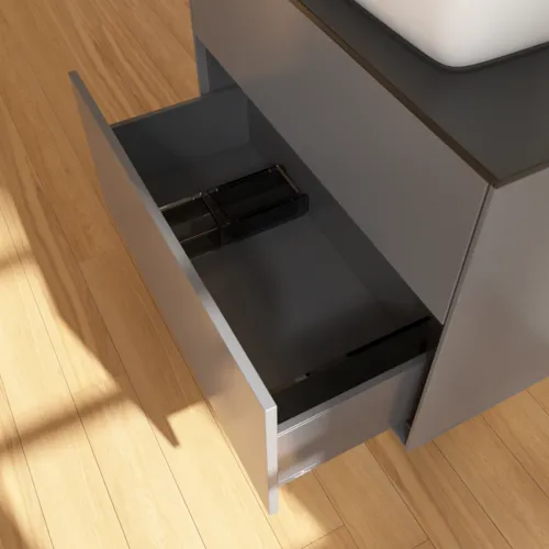 Bild von VILLEROY BOCH Finion Waschbeckenunterschrank, mit Beleuchtung, 2 Auszüge, 800 x 603 x 501 mm, Anthracite Matt Lacquer / Glass Black Matt #G75200GK