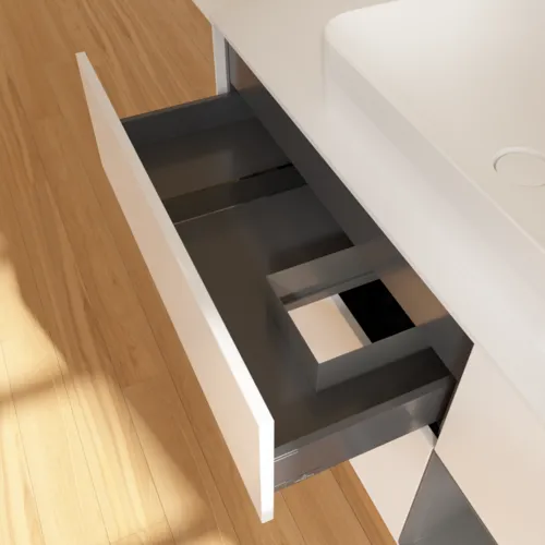 Bild von VILLEROY BOCH Finion Waschbeckenunterschrank, mit Beleuchtung, 3 Auszüge, 1200 x 603 x 501 mm, White Matt Lacquer / Anthracite Matt Lacquer / Glass White Matt #G711GKMT