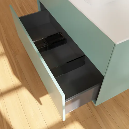 VILLEROY BOCH Finion Waschbeckenunterschrank, mit Beleuchtung, 2 Auszüge, 1000 x 603 x 501 mm, Olive Matt Lacquer / Glass White Matt #G76100GM, Bild 6
