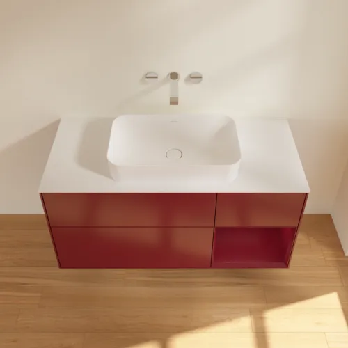 VILLEROY BOCH Finion Waschbeckenunterschrank, mit Beleuchtung, 3 Auszüge, 1200 x 603 x 501 mm, Peony Matt Lacquer / Peony Matt Lacquer / Glass White Matt #G711HBHB, Bild 4