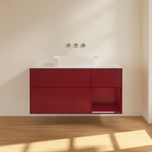 VILLEROY BOCH Finion Waschbeckenunterschrank, mit Beleuchtung, 3 Auszüge, 1200 x 603 x 501 mm, Peony Matt Lacquer / Peony Matt Lacquer / Glass White Matt #G711HBHB, Bild 3
