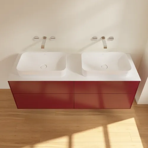 Bild von VILLEROY BOCH Finion Waschbeckenunterschrank, mit Beleuchtung, 4 Auszüge, 1600 x 603 x 501 mm, Peony Matt Lacquer / Glass White Matt #G72100HB