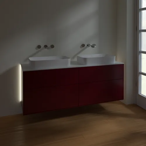 Bild von VILLEROY BOCH Finion Waschbeckenunterschrank, mit Beleuchtung, 4 Auszüge, 1600 x 603 x 501 mm, Peony Matt Lacquer / Glass White Matt #G72100HB