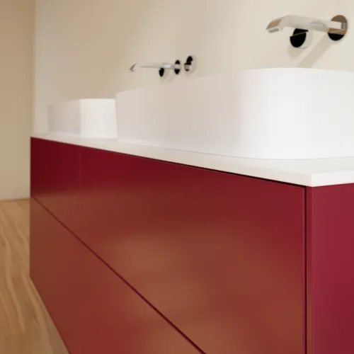 Bild von VILLEROY BOCH Finion Waschbeckenunterschrank, mit Beleuchtung, 4 Auszüge, 1600 x 603 x 501 mm, Peony Matt Lacquer / Glass White Matt #G72100HB