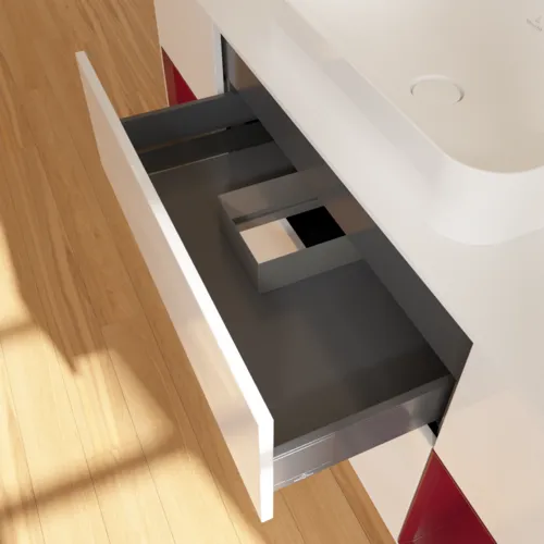 Bild von VILLEROY BOCH Finion Waschbeckenunterschrank, mit Beleuchtung, 4 Auszüge, 1600 x 603 x 501 mm, Glossy White Lacquer / Peony Matt Lacquer / Glass White Matt #G741HBGF