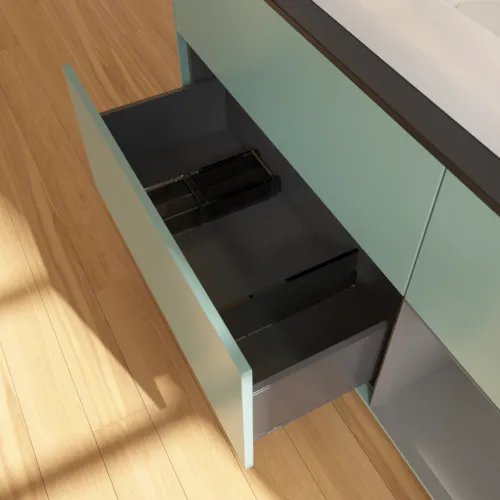 Bild von VILLEROY BOCH Finion Waschbeckenunterschrank, mit Beleuchtung, 3 Auszüge, 1200 x 603 x 501 mm, Olive Matt Lacquer / Anthracite Matt Lacquer / Glass Black Matt #G712GKGM