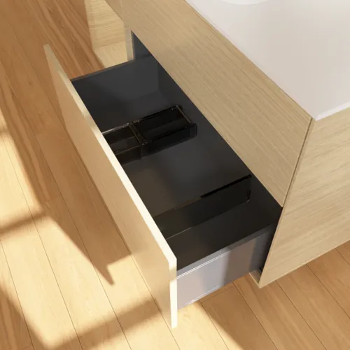 VILLEROY BOCH Finion Waschbeckenunterschrank, mit Beleuchtung, 3 Auszüge, 1200 x 603 x 501 mm, Oak Veneer / Oak Veneer / Glass White Matt #G701PCPC, Bild 7