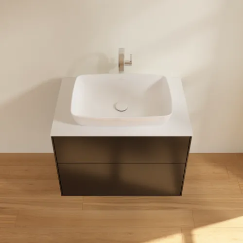 Bild von VILLEROY BOCH Finion Waschbeckenunterschrank, mit Beleuchtung, 2 Auszüge, 800 x 603 x 501 mm, Black Matt Lacquer / Glass White Matt #G75100PD