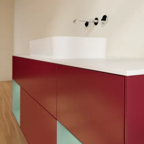 Bild von VILLEROY BOCH Finion Waschbeckenunterschrank, mit Beleuchtung, 4 Auszüge, 1600 x 603 x 501 mm, Peony Matt Lacquer / Olive Matt Lacquer / Glass White Matt #G741GMHB