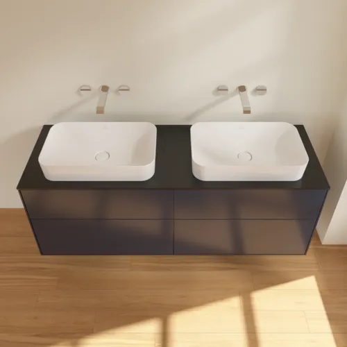 VILLEROY BOCH Finion Waschbeckenunterschrank, mit Beleuchtung, 4 Auszüge, 1600 x 603 x 501 mm, Midnight Blue Matt Lacquer / Glass Black Matt #G72200HG, Bild 4