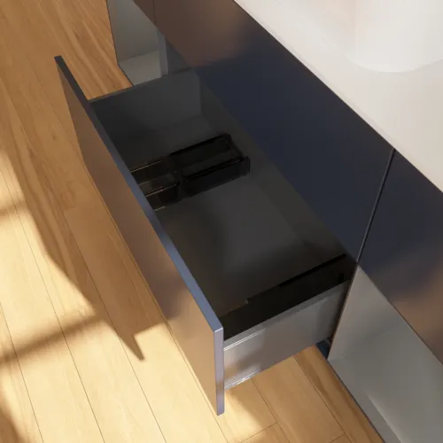 Bild von VILLEROY BOCH Finion Waschbeckenunterschrank, mit Beleuchtung, 4 Auszüge, 1600 x 603 x 501 mm, Midnight Blue Matt Lacquer / Anthracite Matt Lacquer / Glass White Matt #G741GKHG