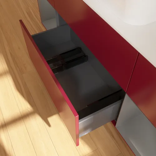 Bild von VILLEROY BOCH Finion Waschbeckenunterschrank, mit Beleuchtung, 4 Auszüge, 1600 x 603 x 501 mm, Peony Matt Lacquer / Anthracite Matt Lacquer / Glass White Matt #G741GKHB