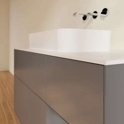 Bild von VILLEROY BOCH Finion Waschbeckenunterschrank, mit Beleuchtung, 3 Auszüge, 1200 x 603 x 501 mm, Anthracite Matt Lacquer / Anthracite Matt Lacquer / Glass White Matt #G711GKGK