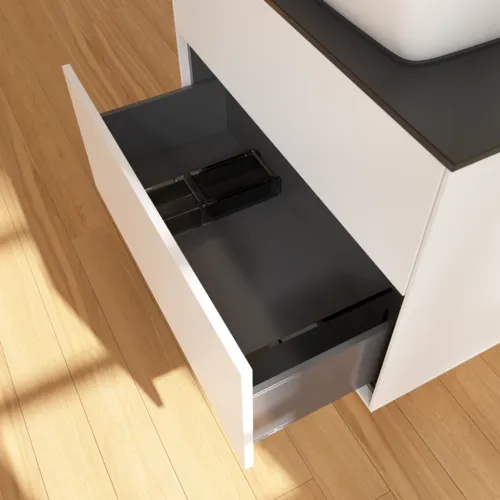Bild von VILLEROY BOCH Finion Waschbeckenunterschrank, mit Beleuchtung, 2 Auszüge, 800 x 603 x 501 mm, White Matt Lacquer / Glass Black Matt #G75200MT