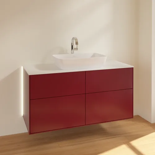 VILLEROY BOCH Finion Waschbeckenunterschrank, mit Beleuchtung, 4 Auszüge, 1200 x 603 x 501 mm, Peony Matt Lacquer / Glass White Matt #G79100HB, Bild 4