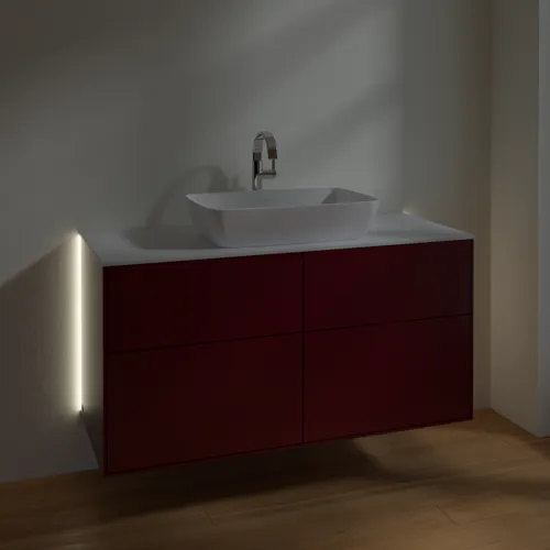 VILLEROY BOCH Finion Waschbeckenunterschrank, mit Beleuchtung, 4 Auszüge, 1200 x 603 x 501 mm, Peony Matt Lacquer / Glass White Matt #G79100HB, Bild 8