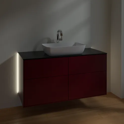 VILLEROY BOCH Finion Waschbeckenunterschrank, mit Beleuchtung, 4 Auszüge, 1200 x 603 x 501 mm, Peony Matt Lacquer / Glass Black Matt #G79200HB, Bild 8