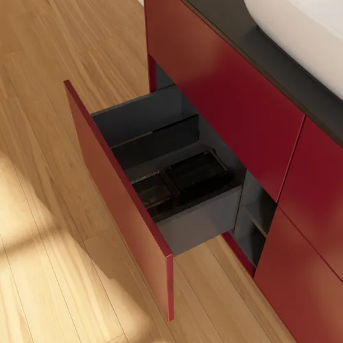 VILLEROY BOCH Finion Waschbeckenunterschrank, mit Beleuchtung, 4 Auszüge, 1200 x 603 x 501 mm, Peony Matt Lacquer / Glass Black Matt #G79200HB, Bild 6