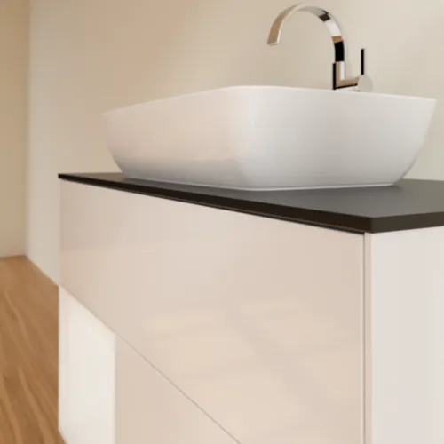 VILLEROY BOCH Finion Waschbeckenunterschrank, mit Beleuchtung, 2 Auszüge, 1000 x 603 x 501 mm, Glossy White Lacquer / Glossy White Lacquer / Glass Black Matt #G772GFGF, Bild 5