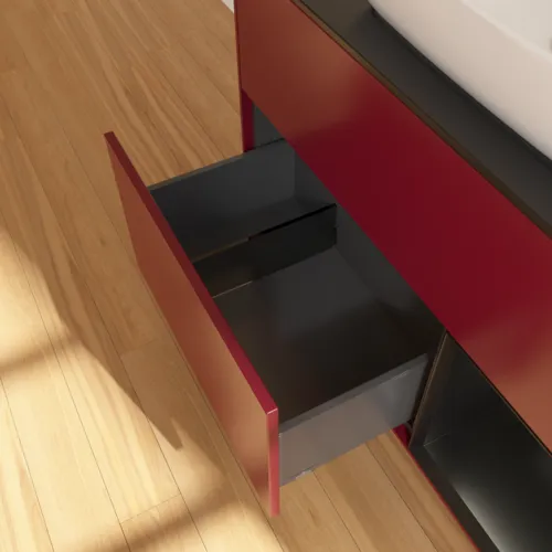 VILLEROY BOCH Finion Waschbeckenunterschrank, mit Beleuchtung, 2 Auszüge, 1000 x 603 x 501 mm, Peony Matt Lacquer / Black Matt Lacquer / Glass Black Matt #G782PDHB, Bild 6