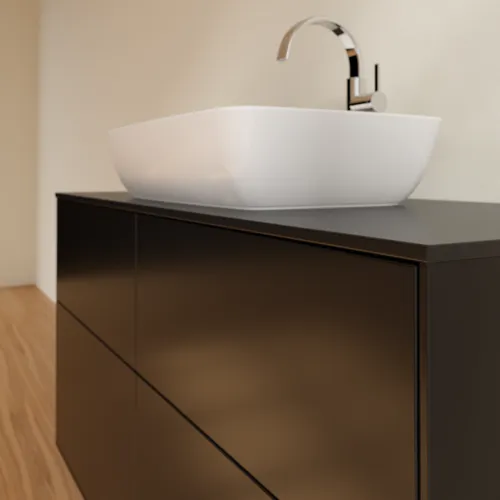 VILLEROY BOCH Finion Waschbeckenunterschrank, mit Beleuchtung, 4 Auszüge, 1200 x 603 x 501 mm, Black Matt Lacquer / Glass Black Matt #G79200PD, Bild 5