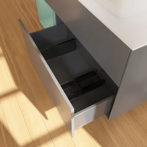 Bild von VILLEROY BOCH Finion Waschbeckenunterschrank, mit Beleuchtung, 3 Auszüge, 1200 x 603 x 501 mm, Anthracite Matt Lacquer / Olive Matt Lacquer / Glass White Matt #G801GMGK