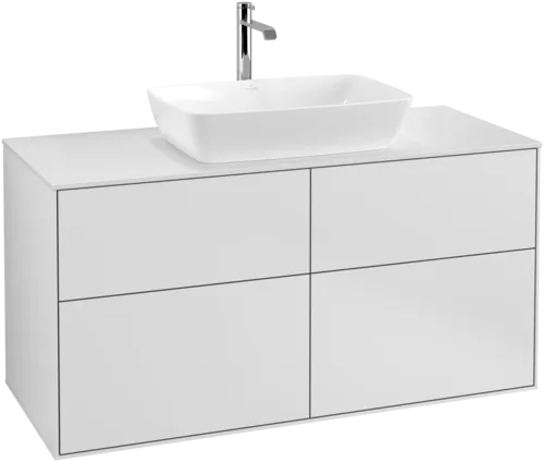 Picture of VILLEROY BOCH Finion Vanity unit, with lighting, 4 pull-out compartments, 1200 x 603 x 501 mm, White Matt Lacquer / Glass White Matt #G79100MT
