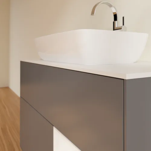 VILLEROY BOCH Finion Waschbeckenunterschrank, mit Beleuchtung, 2 Auszüge, 1000 x 603 x 501 mm, Anthracite Matt Lacquer / Glossy White Lacquer / Glass White Matt #G781GFGK, Bild 5