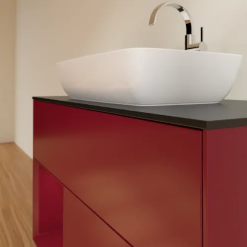 Bild von VILLEROY BOCH Finion Waschbeckenunterschrank, mit Beleuchtung, 2 Auszüge, 1000 x 603 x 501 mm, Peony Matt Lacquer / Peony Matt Lacquer / Glass Black Matt #G772HBHB