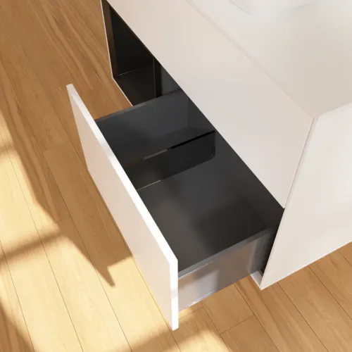 Bild von VILLEROY BOCH Finion Waschbeckenunterschrank, mit Beleuchtung, 2 Auszüge, 1000 x 603 x 501 mm, White Matt Lacquer / Black Matt Lacquer / Glass White Matt #G771PDMT