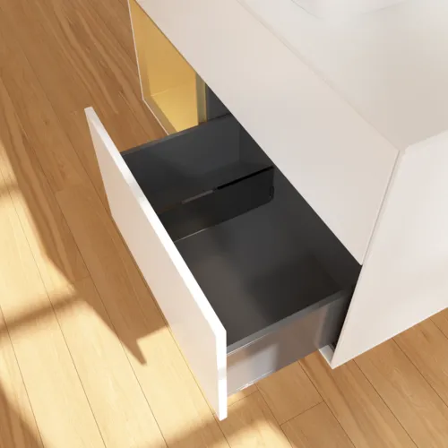 VILLEROY BOCH Finion Waschbeckenunterschrank, mit Beleuchtung, 2 Auszüge, 1000 x 603 x 501 mm, White Matt Lacquer / Gold Matt Lacquer / Glass White Matt #G771HFMT, Bild 6