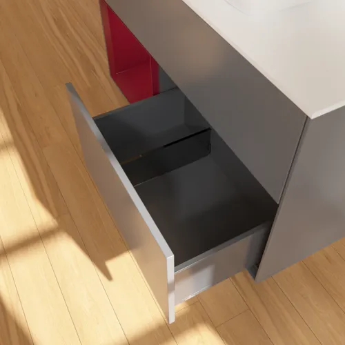Bild von VILLEROY BOCH Finion Waschbeckenunterschrank, mit Beleuchtung, 2 Auszüge, 1000 x 603 x 501 mm, Anthracite Matt Lacquer / Peony Matt Lacquer / Glass White Matt #G771HBGK