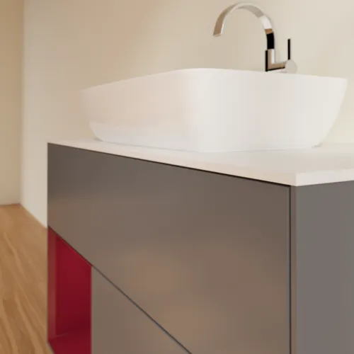Bild von VILLEROY BOCH Finion Waschbeckenunterschrank, mit Beleuchtung, 2 Auszüge, 1000 x 603 x 501 mm, Anthracite Matt Lacquer / Peony Matt Lacquer / Glass White Matt #G771HBGK
