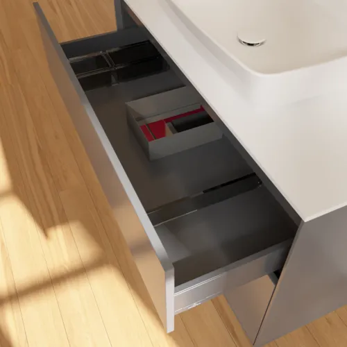 Bild von VILLEROY BOCH Finion Waschbeckenunterschrank, mit Beleuchtung, 2 Auszüge, 1000 x 603 x 501 mm, Anthracite Matt Lacquer / Peony Matt Lacquer / Glass White Matt #G771HBGK