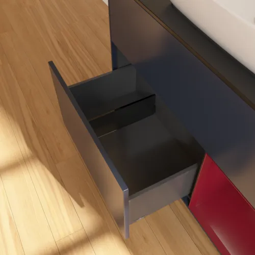Bild von VILLEROY BOCH Finion Waschbeckenunterschrank, mit Beleuchtung, 2 Auszüge, 1000 x 603 x 501 mm, Midnight Blue Matt Lacquer / Peony Matt Lacquer / Glass Black Matt #G782HBHG