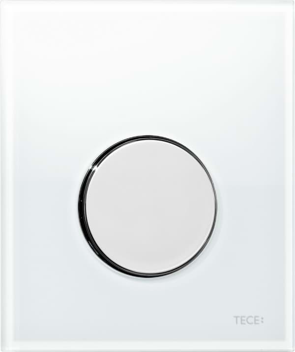 Picture of TECE TECEloop urinal flush plate incl. cartridge polished white glass, bright chrome button #9242660