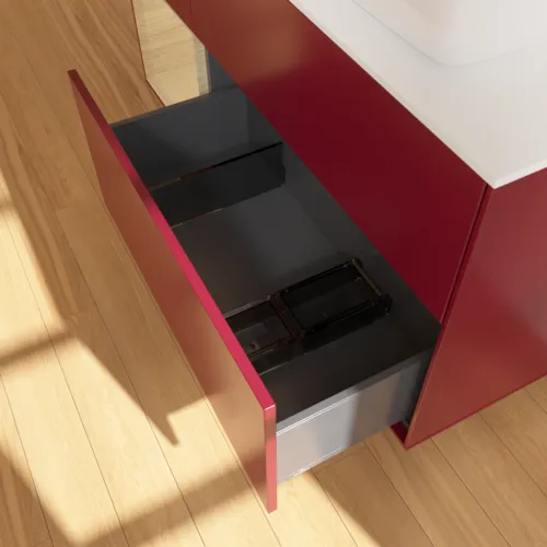Bild von VILLEROY BOCH Finion Waschbeckenunterschrank, mit Beleuchtung, 3 Auszüge, 1200 x 603 x 501 mm, Peony Matt Lacquer / Oak Veneer / Glass White Matt #G801PCHB