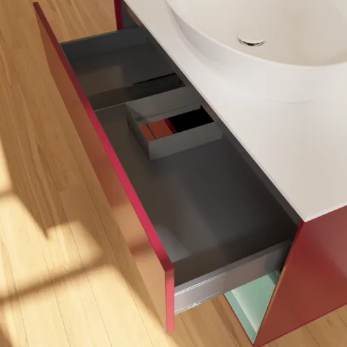 Obrázek VILLEROY BOCH Finion Vanity unit, with lighting, 2 pull-out compartments, 1000 x 603 x 501 mm, Peony Matt Lacquer / Olive Matt Lacquer / Glass White Matt #G901GMHB